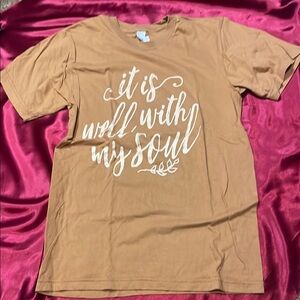 🌮Tan Graphic Tee - It Is Well With My Soul ladies small NWOT
